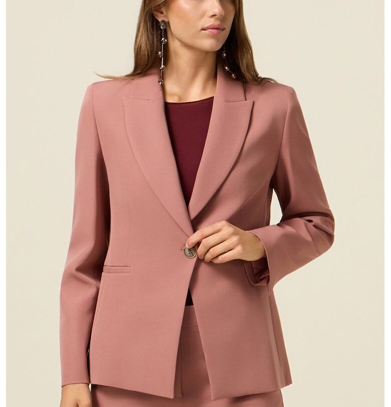 Сако с обшити джобове - Прашно розово Oltre
