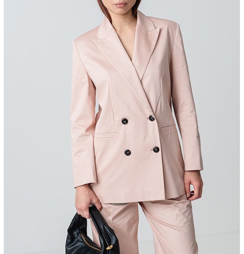 Сако с памук и двуредно закопчаване - Розова сьомга MaxCo