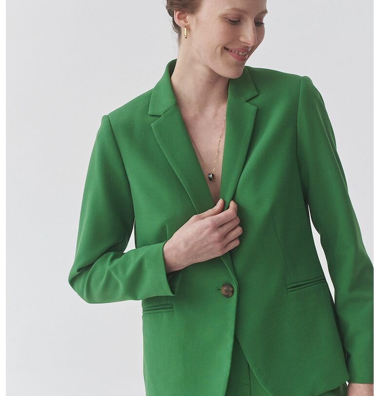 Сако с раздвоен ревер и обшити джобове - Зелен Tatuum