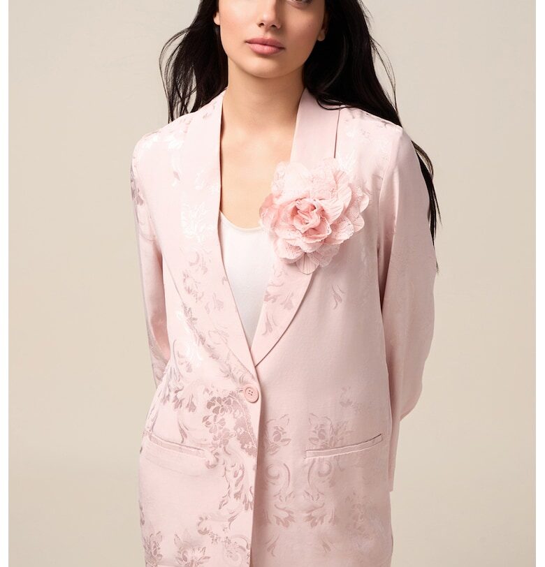 Сако с флорален детайл - Бледо розово Oltre