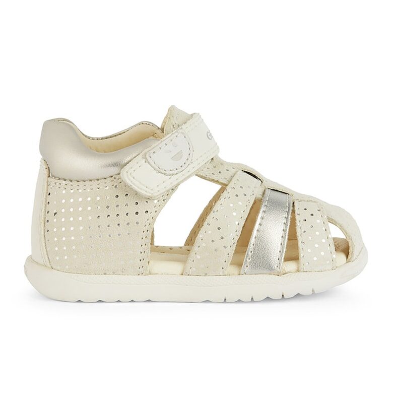 Сандали Fisherman от велур и еко кожа - Мръснобял/Светлосребрист Geox