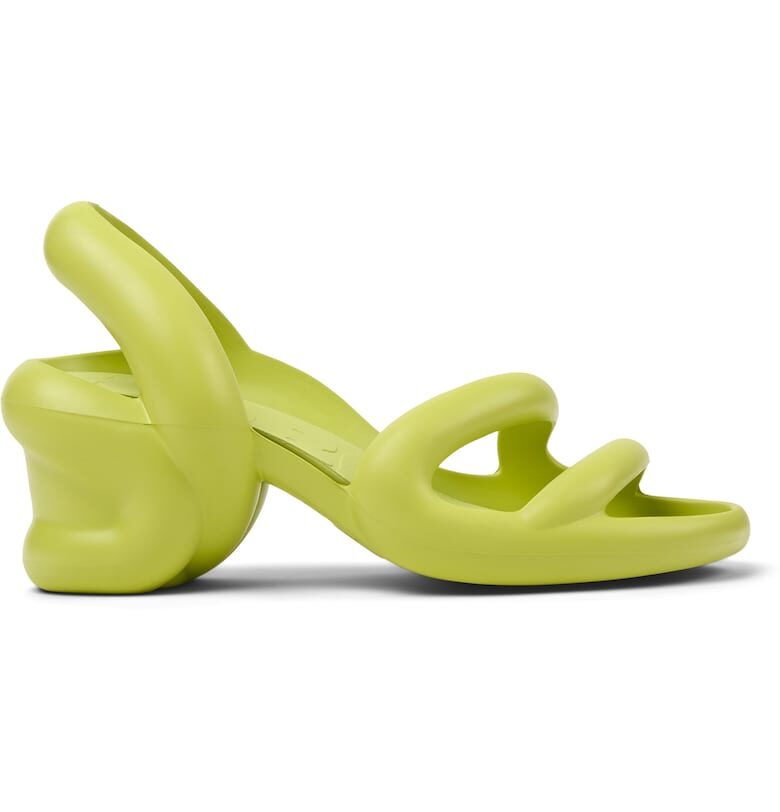 Сандали Kobarah с отворена пета и масивен ток - Лайм зелено Camper