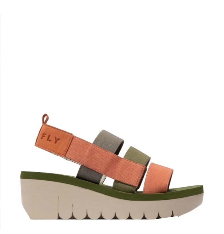 Сандали -  YERE 847 - текстил - оранжево/зелено Fly London