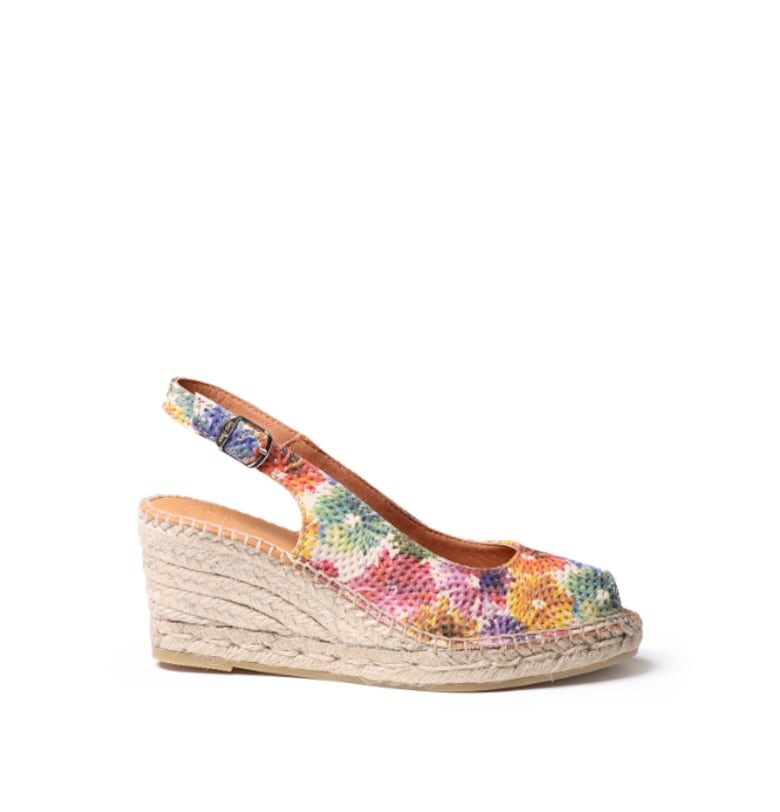 Сандали еспадрили с подметка на клин Carol-DM -  Кожа - Флорален десен - Многоцветни - Многоцветен Toni Pons