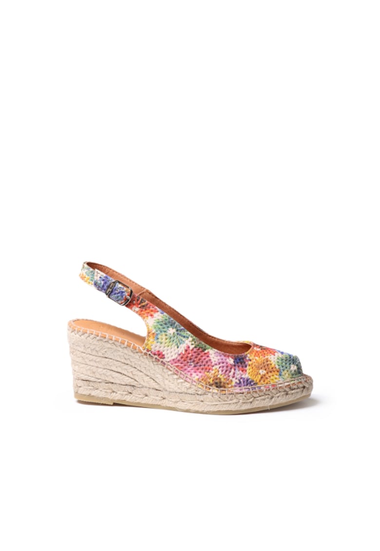Сандали еспадрили с подметка на клин Carol-DM - Кожа - Флорален десен - Многоцветни - Многоцветен Toni Pons