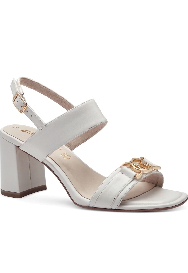 Сандали на ток - Естествена кожа - Бял - Бял Tamaris