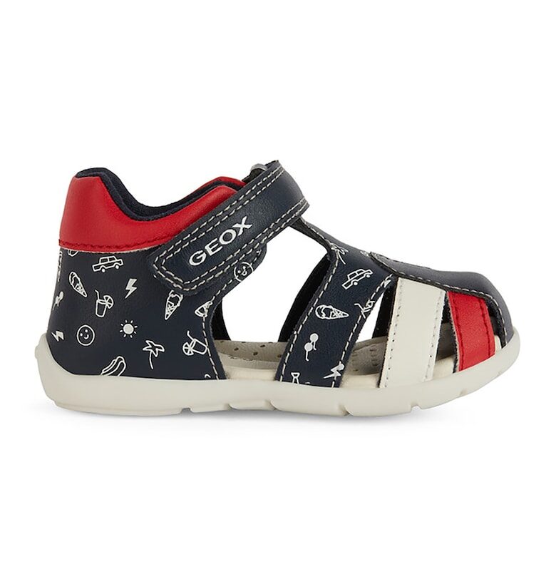 Сандали от еко кожа с велкро - Червен/Тъмносин Geox