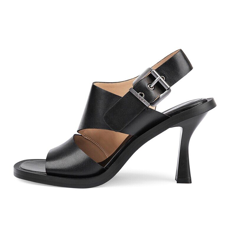 Сандали от еко кожа с масивен ток - Черен Potamy