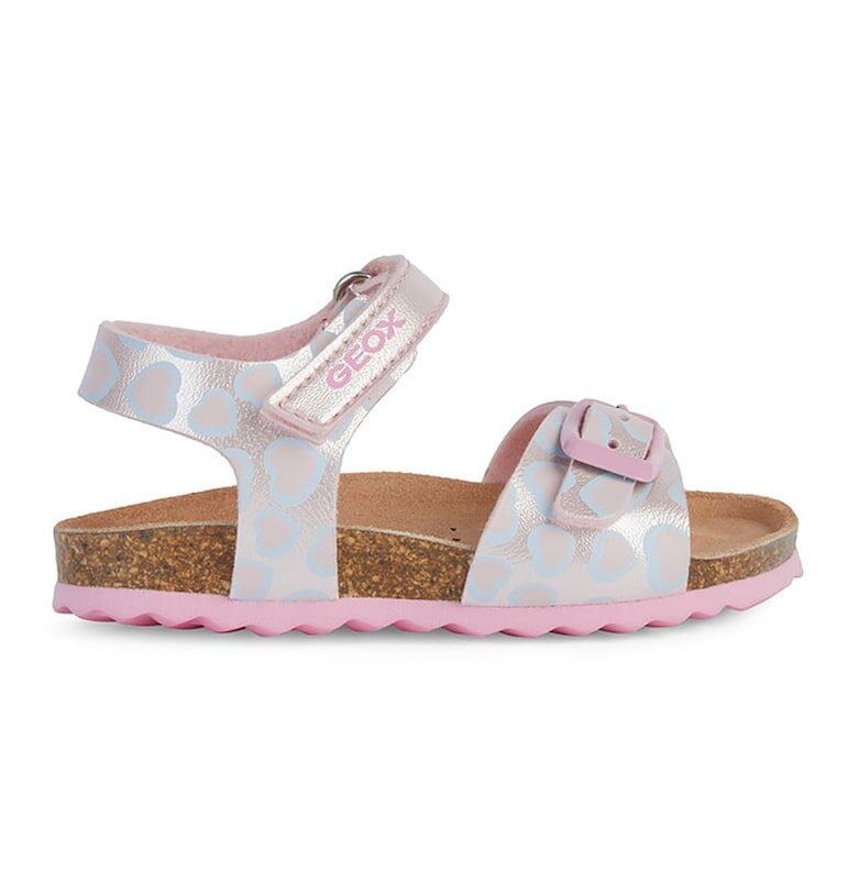 Сандали от еко кожа с принт - Прашно розово/Син Geox