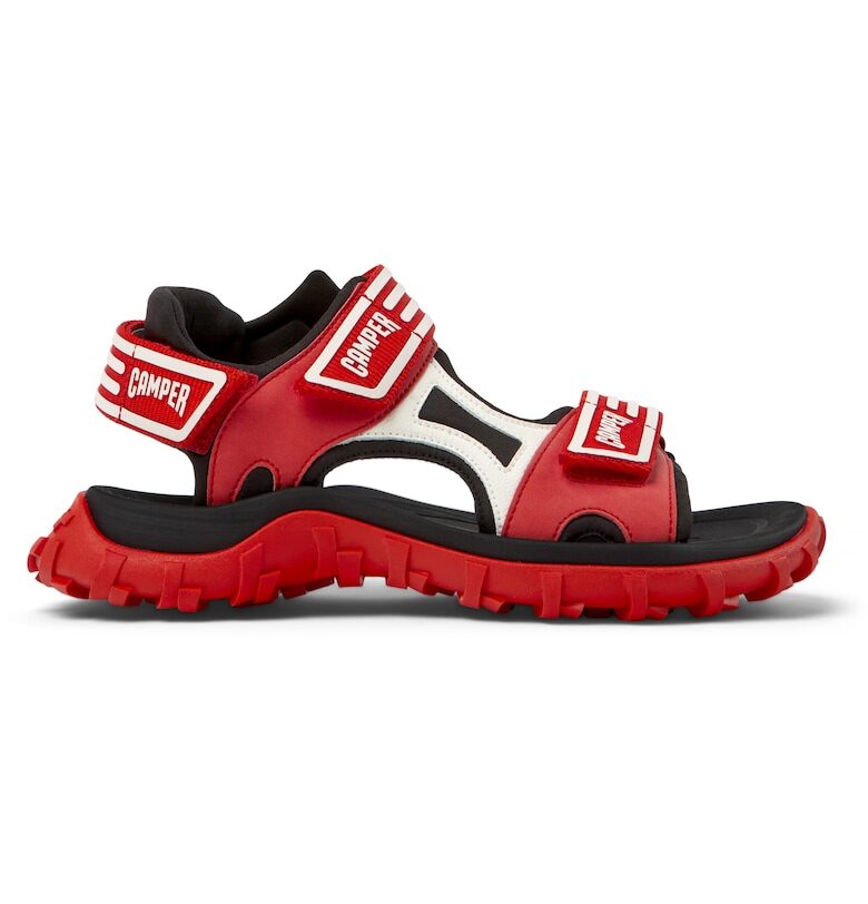 Сандали от кожа и текстил Drift Trail с велкро - Червен Camper