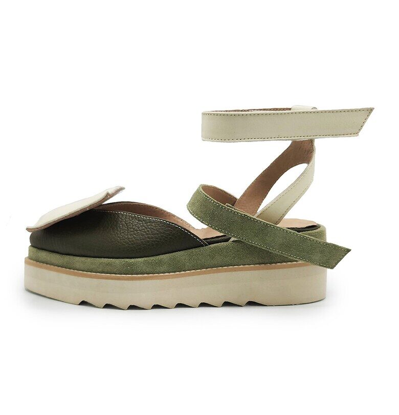 Сандали с велкро - Папратово зелено/Светло бежово unudoitrei