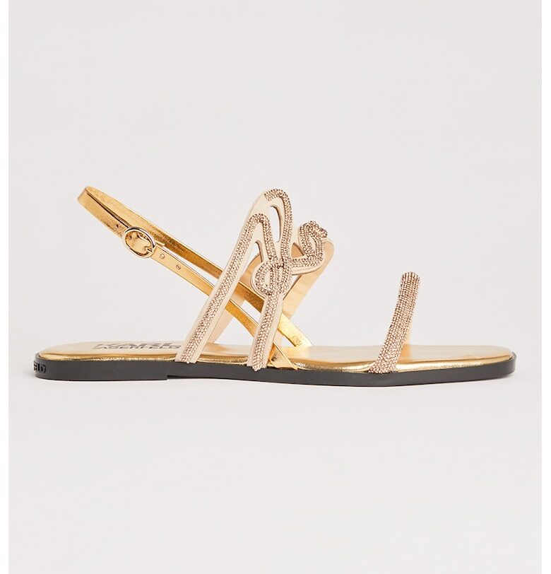 Сандали с декоративни камъни - Златист Karl Lagerfeld