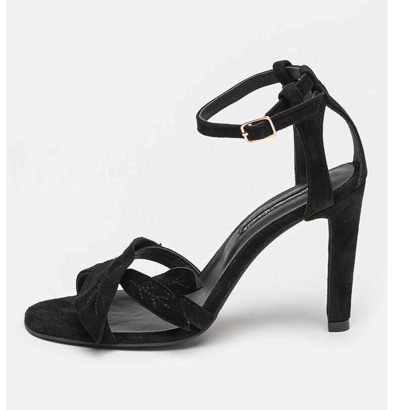 Сандали с декорация листо и класически ток - Избеляло черно Mihaela Glavan