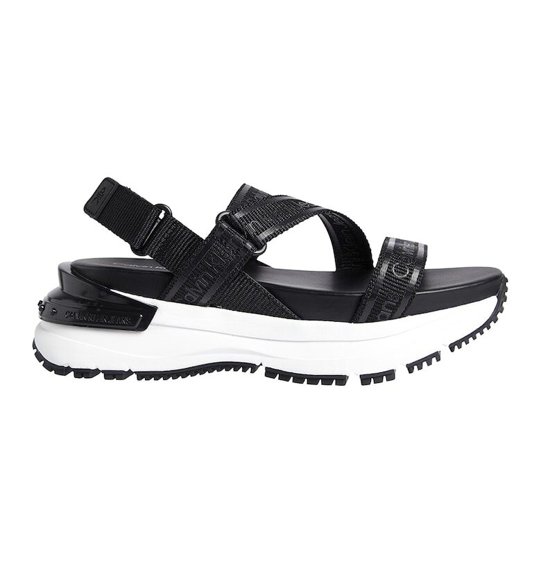 Сандали с равна платформа и лого - Черен CALVIN KLEIN JEANS