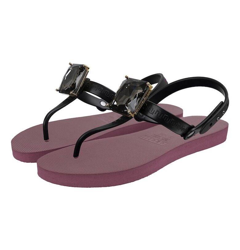 Сандали с разделител за палеца и декоративни камъни - Бордо UZURII