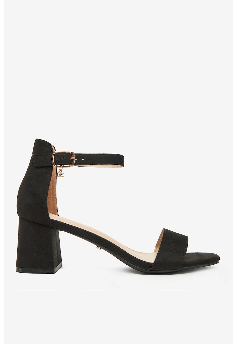 Сандали текстил - черни - елегантен дизайн - Черен DeeZee