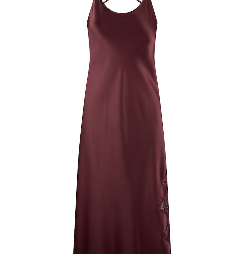 Сатенена нощница с дантела - Бордо LingaDore