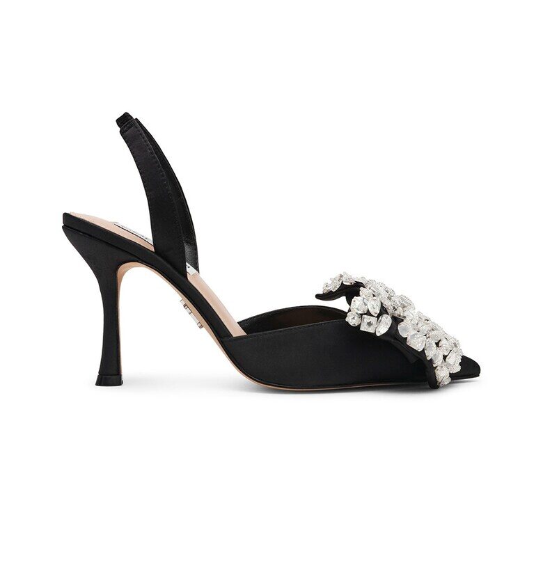 Сатенени обувки Lovie с декоратини камъни - Черен/Прозрачен Steve Madden