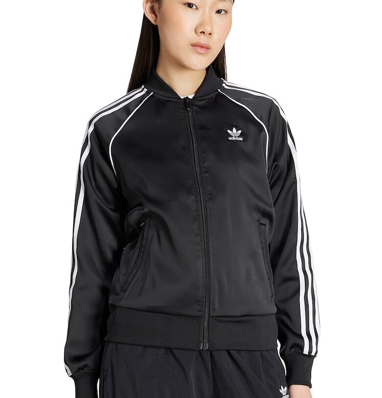 Сатиниран суитшърт SST с цип - Черен/Мръснобял adidas Originals