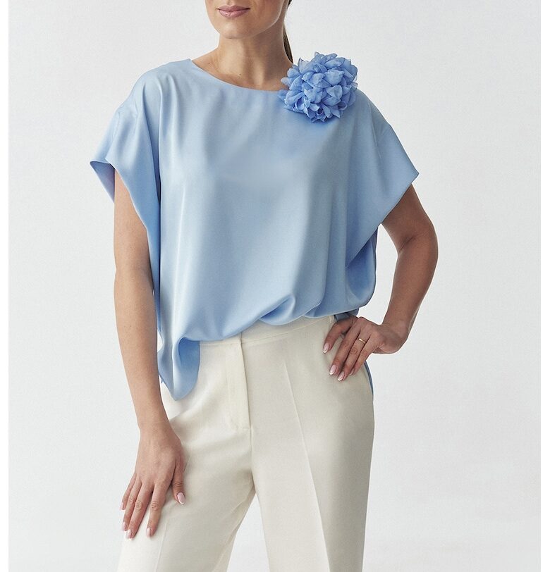 Сатинирана блуза - Пастелносин Tatuum