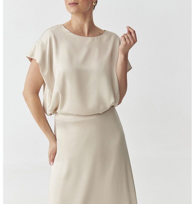 Сатинирана блуза - Светло бежово Tatuum