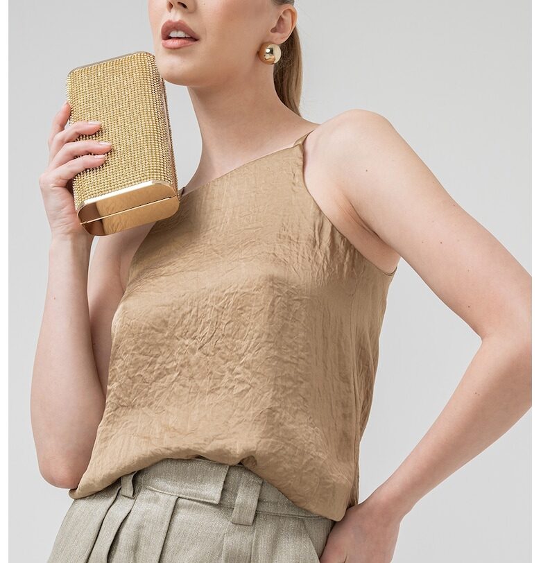 Сатинирана блуза без ръкави - Бежов Marella