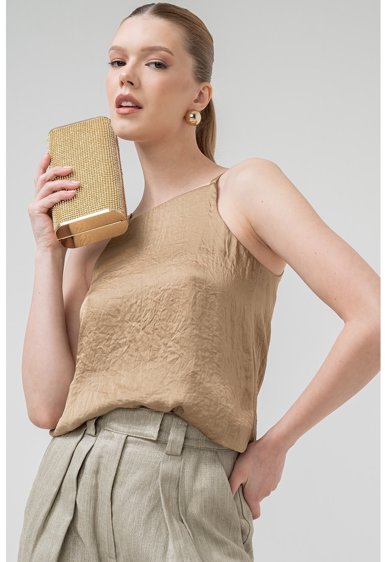 Сатинирана блуза без ръкави - Бежов Marella