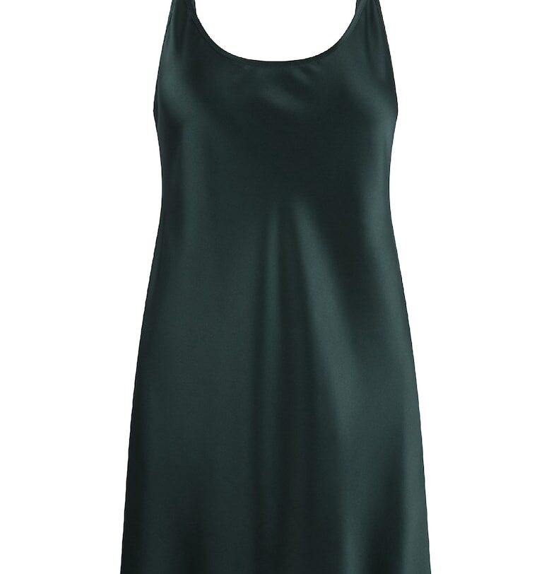 Сатинирана нощница с дантела - Тъмнозелен LingaDore