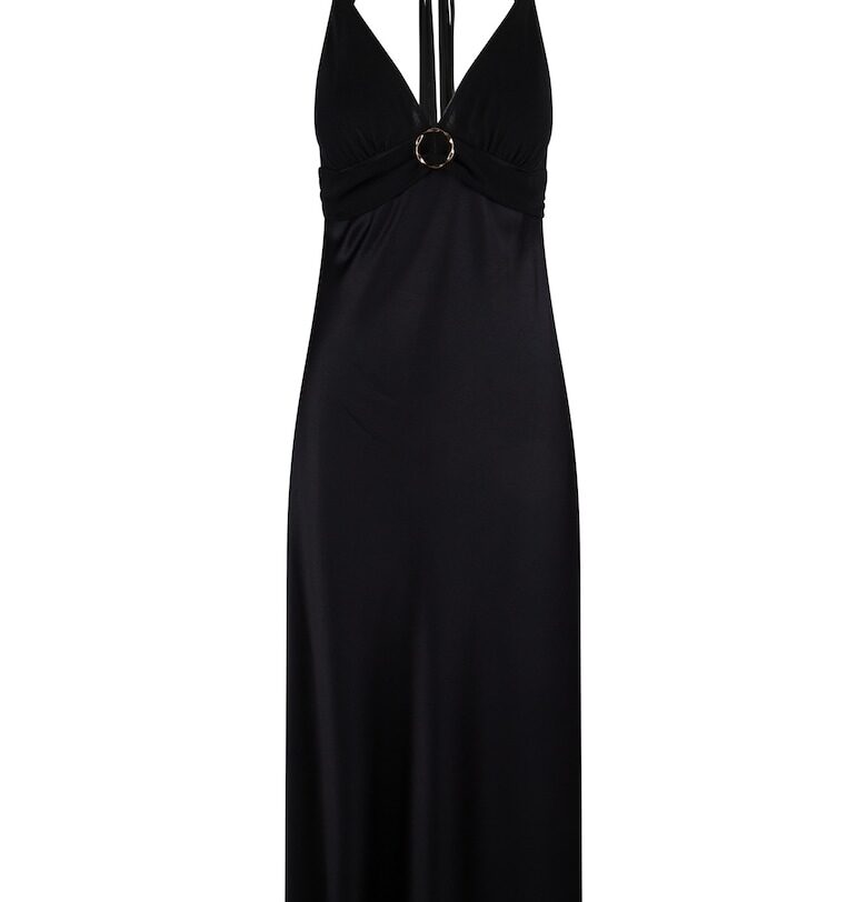 Сатинирана нощница с отвор на гърба - Черен LingaDore