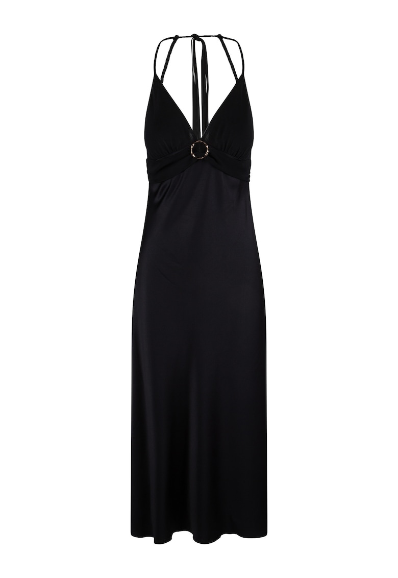 Сатинирана нощница с отвор на гърба - Черен LingaDore