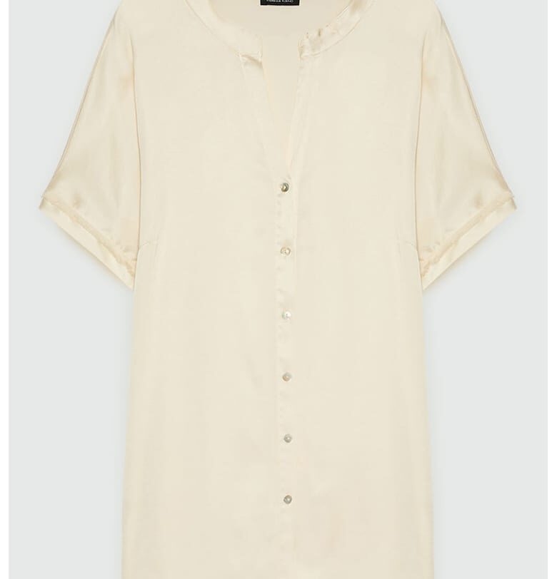 Сатинирана риза с къси ръкави - Крем Fiorella Rubino