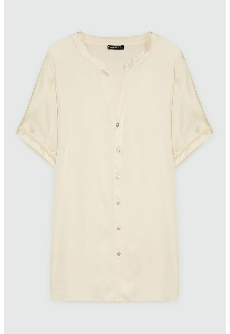 Сатинирана риза с къси ръкави - Крем Fiorella Rubino
