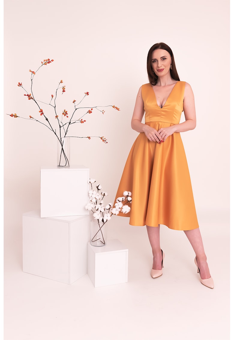 Сатинирана рокля Juliet - Тъмножълт Ilona Andreoiu