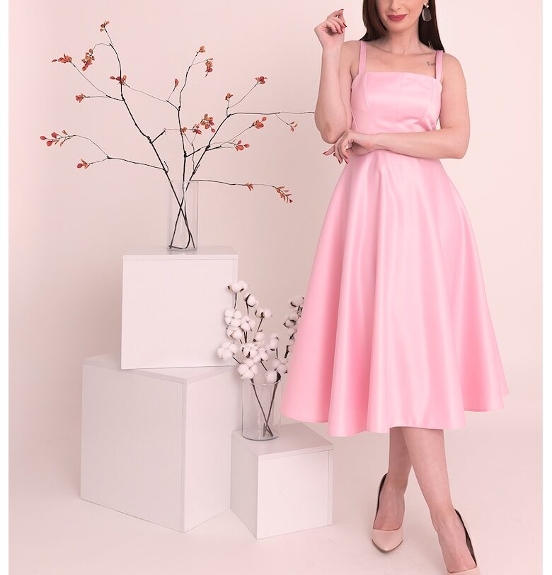 Сатинирана рокля Sofia - Пастелнорозов Ilona Andreoiu