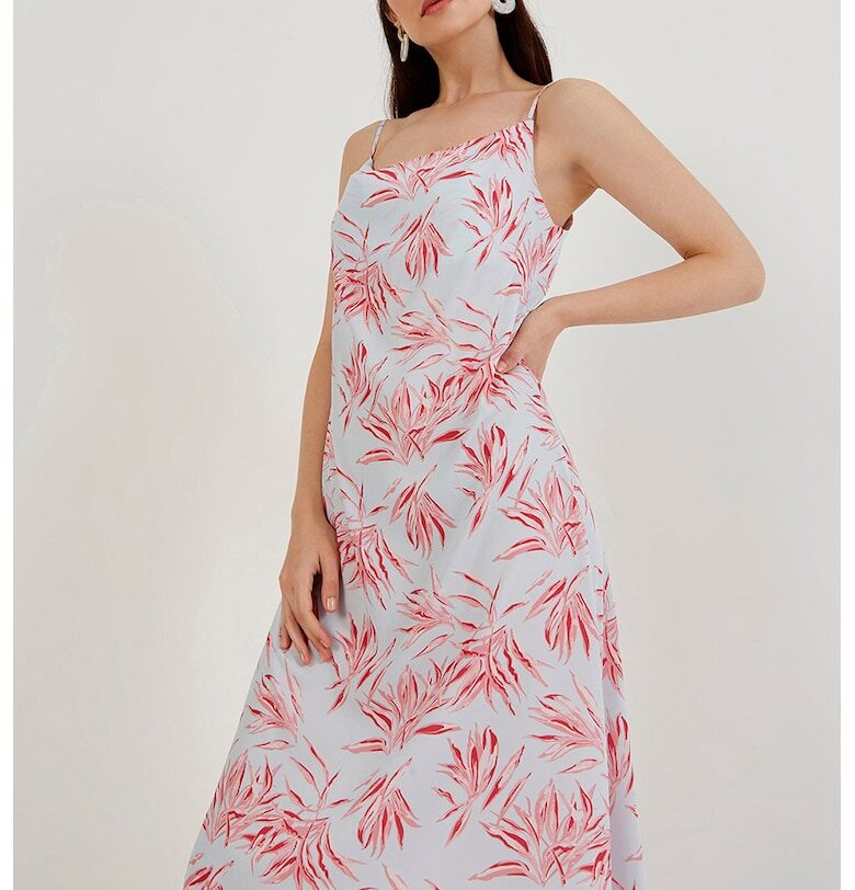 Сатинирана рокля - Светлорозов/Мръснобял Just Like You