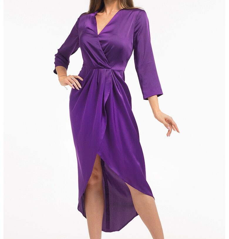 Сатинирана рокля с шпиц - Аметист CAMISSI