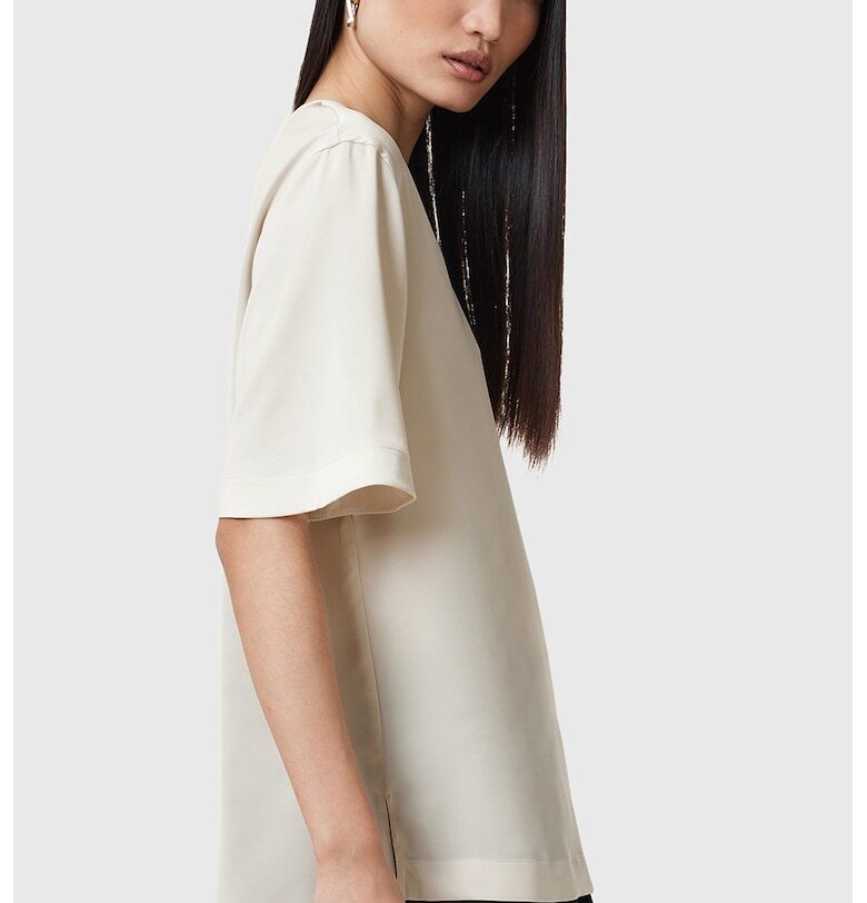 Сатинирана свободна тениска Amelie - Крем AllSaints