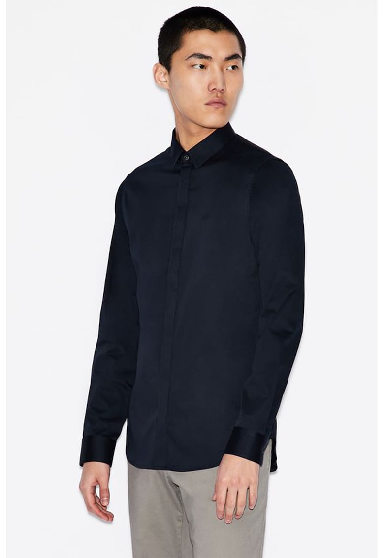 Сатинирана слим риза - Тъмносин ARMANI EXCHANGE