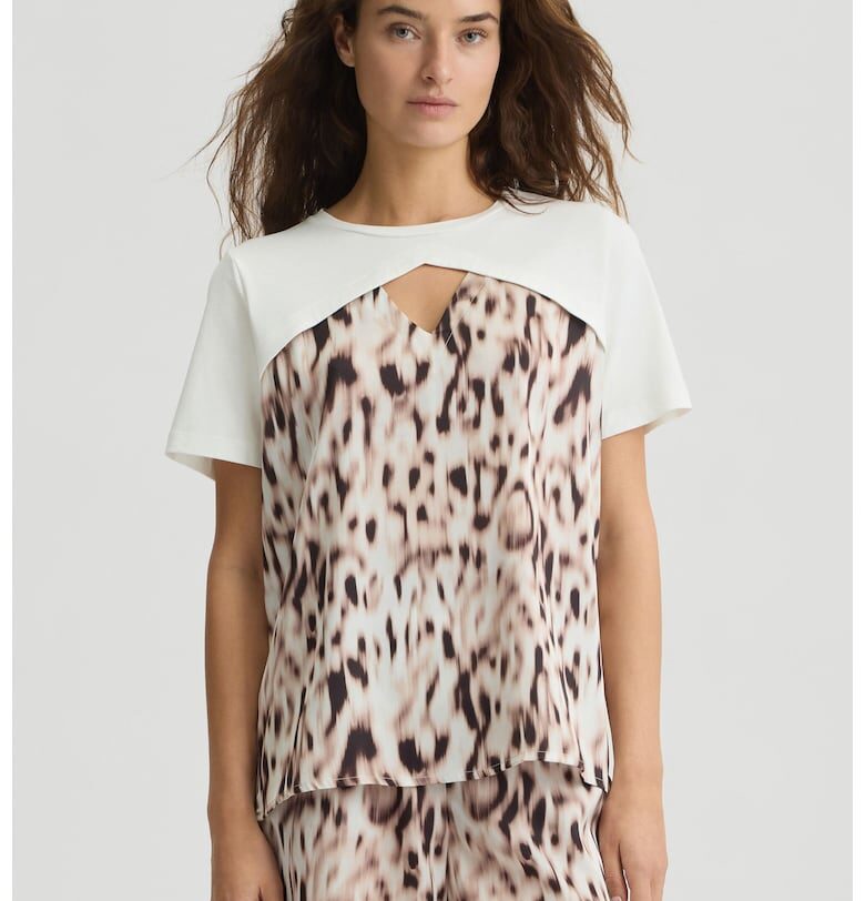 Сатинирана тениска със застъпен детайл - Кафяв Liu Jo