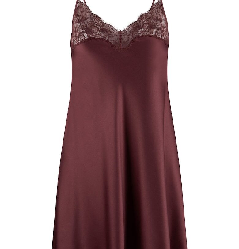 Сатинирано неглиже с дантела - Бордо LingaDore