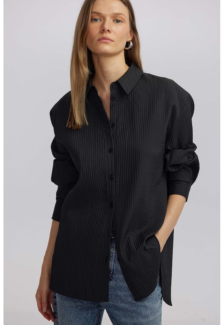 Свбодна рипсена риза - Избеляло черно Ipekyol