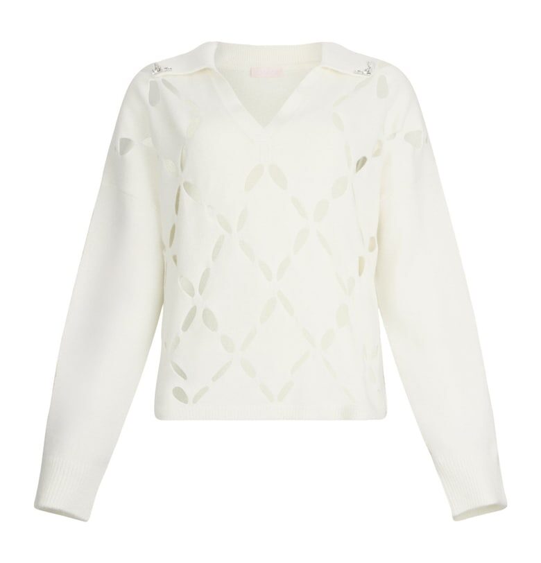 Свободен вълнен пуловер с отвори - Бял Liu Jo