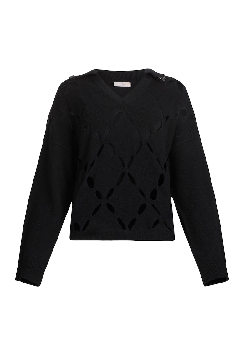 Свободен вълнен пуловер с отвори - Черен Liu Jo