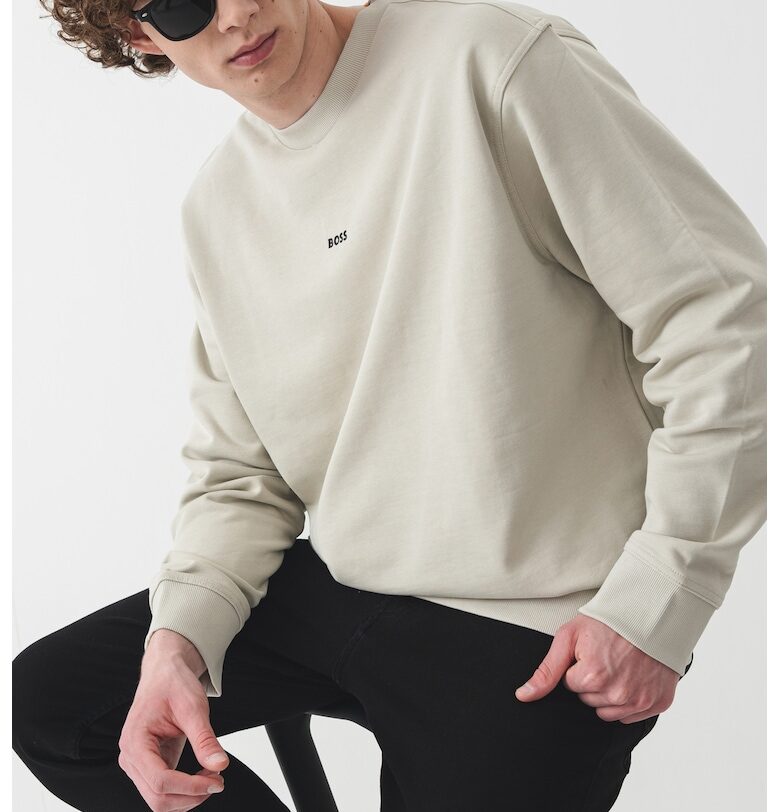 Свободен памучен суитшърт WeSmallCrew - Зелени аспержи BOSS