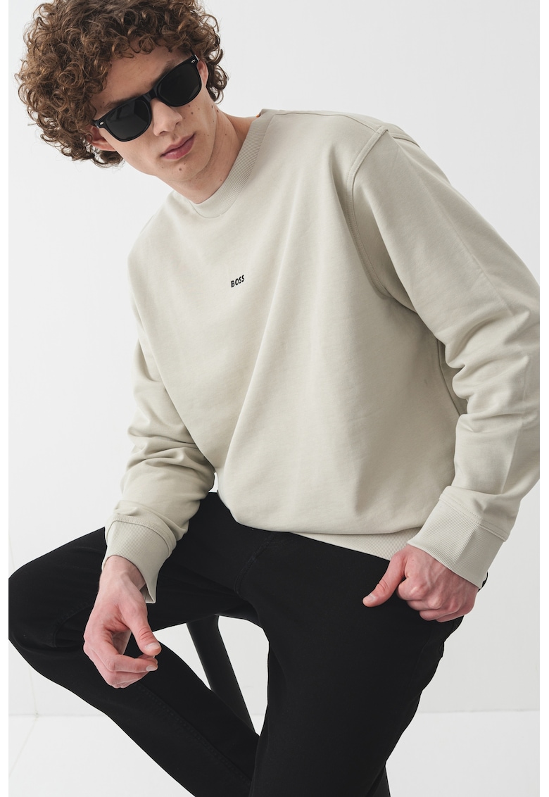 Свободен памучен суитшърт WeSmallCrew - Зелени аспержи BOSS