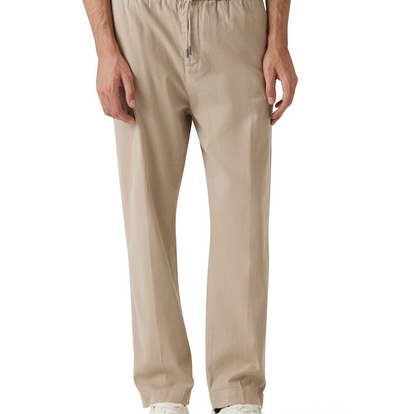 Свободен панталон с връзка - Светло бежово GUESS