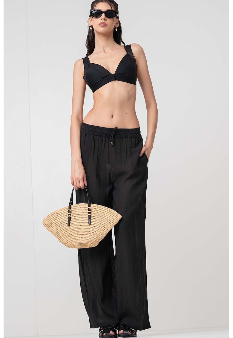 Свободен панталон с връзка - Черен CALVIN KLEIN