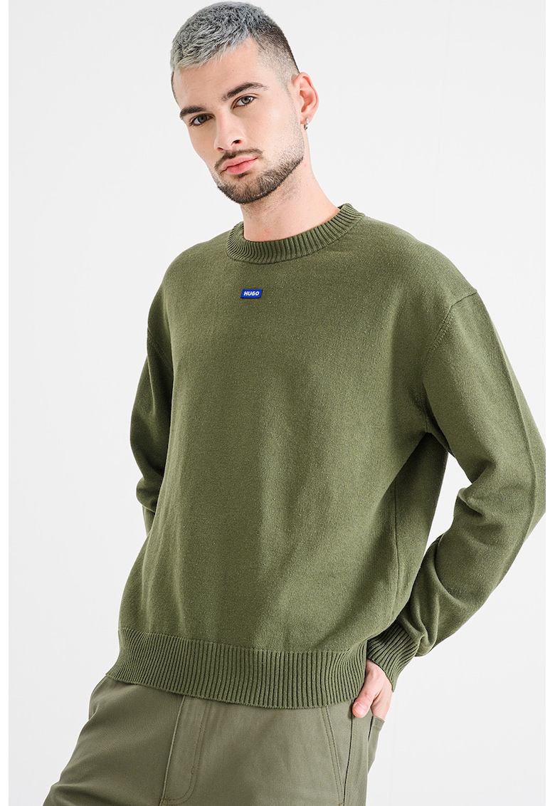 Свободен пуловер San Casey - Маслинено зелено HUGO