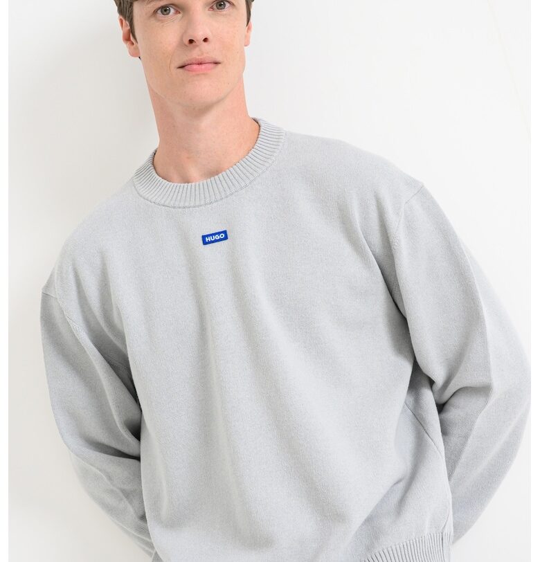 Свободен пуловер San Casey - Сив меланж HUGO