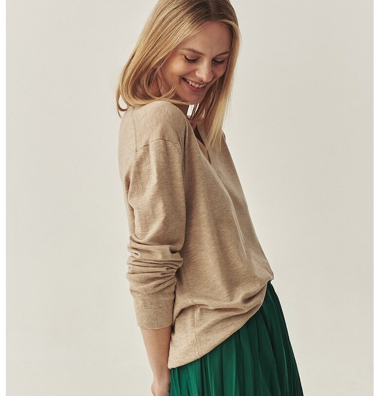 Свободен пуловер с вълна - Бежов Tatuum